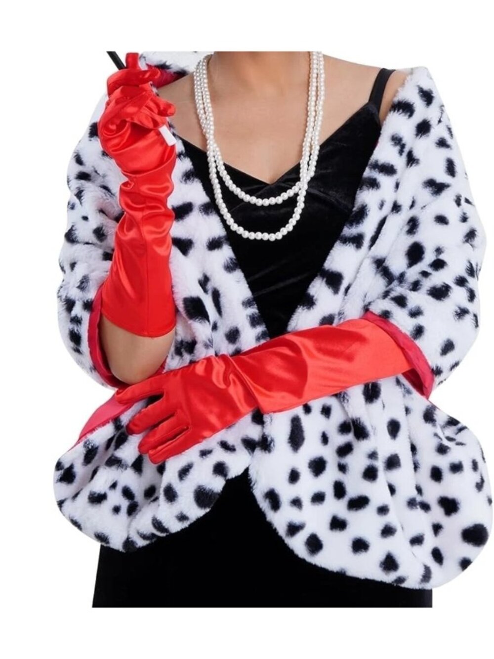 101 Dalmatians Cruella De Vil Faux Fur Dalmation Stole Scarf